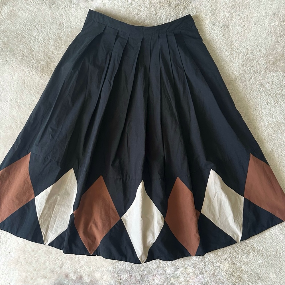 ALYSI Pleated Midi Diamond Pattern Skirt sz 4
